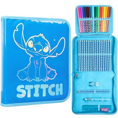 Disney Stitch Trousse Scolaire Fille Garnie de Fournitures Scolaires, Grande Trousse de Coloriage Frozen, Crayons de Couleur, Feutres, Idée Cadeau (Bleu Stitch 1 Compartiment) - Publicité Disney Stitch Trousse Scolaire Fille Garnie de Fournitures Scolaires, Grande Trousse de Coloriage Frozen, Crayons de Couleur, Feutres, Idée Cadeau (Bleu Stitch 1 Compartiment) - Publicité