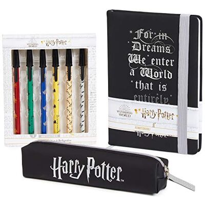 Harry Potter Set Papeterie, Carnet de Notes, Trousse, Stylo, Kits de Fournitures Scolaires Enfant Ado Fille Garcon Goodies Officiels (Noir) - Publicité Harry Potter Set Papeterie, Carnet de Notes, Trousse, Stylo, Kits de Fournitures Scolaires Enfant Ado Fille Garcon Goodies Officiels (Noir) - Publicité