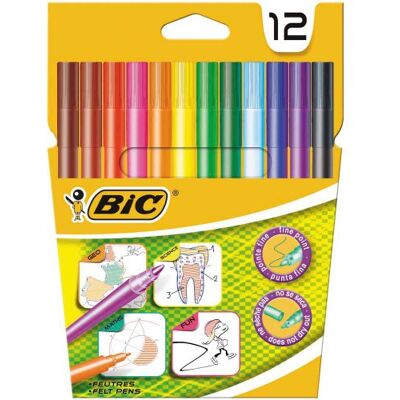 BIC For School Etui carton de 12 Feutres de coloriage - Publicité BIC For School Etui carton de 12 Feutres de coloriage - Publicité