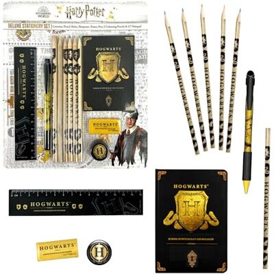 Harry Potter Ensemble de Papeterie Comprenant un Crayon, Règle, Crayons de Couleur, Gomme, Taille-Crayon, Cahier et un Stylo, Ensemble de Papeterie Poudlard pour Enfants et Adolescents - Publicité Harry Potter Ensemble de Papeterie Comprenant un Crayon, Règle, Crayons de Couleur, Gomme, Taille-Crayon, Cahier et un Stylo, Ensemble de Papeterie Poudlard pour Enfants et Adolescents - Publicité