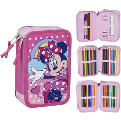 CARTOON Trousse multi-compartiments 3 fermetures éclair pour l'école complète stylos crayons couleurs feutres, Minnie (2), trousse - Publicité CARTOON Trousse multi-compartiments 3 fermetures éclair pour l'école complète stylos crayons couleurs feutres, Minnie (2), trousse - Publicité