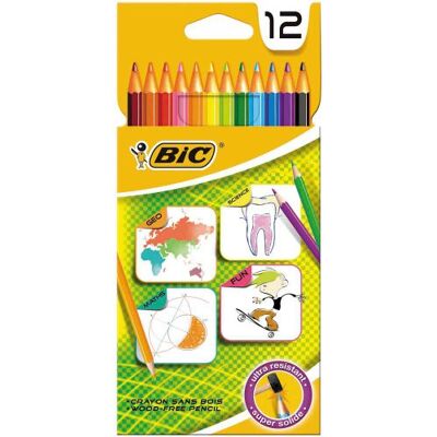 BIC For School Etui carton de 12 Crayons de couleur - Publicité BIC For School Etui carton de 12 Crayons de couleur - Publicité