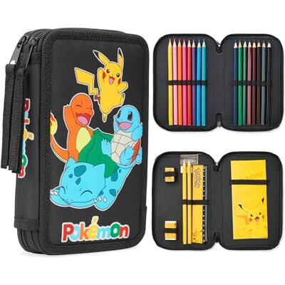 Pokémon Trousse Enfant et Ado avec Fournitures Scolaires Kit Papeterie Pikachu Trousse Double Compartiment Crayons HB Kit Dessin Coloriage (Charmander Pikachu Carapuce Bulbasaur) - Publicité Pokémon Trousse Enfant et Ado avec Fournitures Scolaires Kit Papeterie Pikachu Trousse Double Compartiment Crayons HB Kit Dessin Coloriage (Charmander Pikachu Carapuce Bulbasaur) - Publicité