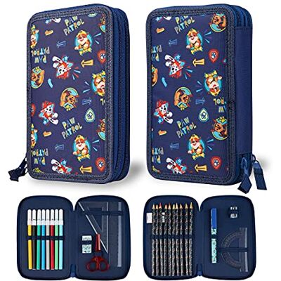 Paw Patrol Trousse Scolaire 2 Compartiments ou Trousse 3 Compartiments avec Fournitures Scolaires, Crayon de Couleur, Kit Papeterie, Cadeau Enfant (Navy Double Zip) - Publicité Paw Patrol Trousse Scolaire 2 Compartiments ou Trousse 3 Compartiments avec Fournitures Scolaires, Crayon de Couleur, Kit Papeterie, Cadeau Enfant (Navy Double Zip) - Publicité