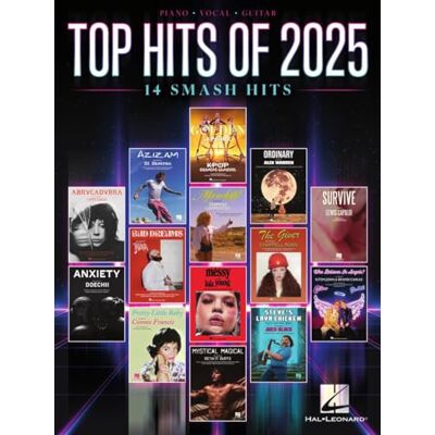 Various Top Hits of 2025 Recueil Piano Voix Guitare avec 14 grands succès de 2025 Partitions avec paroles symboles d’accords et diagrammes de guitare Songbook Pop Rock en anglais contemporain - Publicité Various Top Hits of 2025 Recueil Piano Voix Guitare avec 14 grands succès de 2025 Partitions avec paroles symboles d’accords et diagrammes de guitare Songbook Pop Rock en anglais contemporain - Publicité