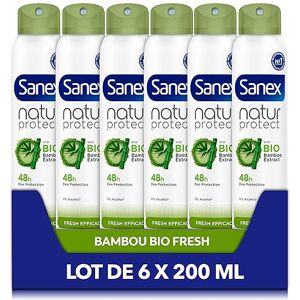 Sanex Déodorant Natur Protect Fresh efficacité 48h bio spray 200ml Lot de 6 - Publicité Sanex Déodorant Natur Protect Fresh efficacité 48h bio spray 200ml Lot de 6 - Publicité