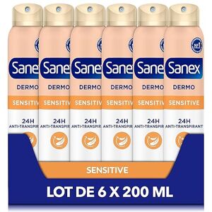 Sanex Déodorant Anti-Transpirant Spray Dermo Sensitive Protection Anti-Transpiration & Odeurs 24h Pour Peaux Sensibles Restaure Le pH Naturel Testé Dermatologiquement Lot De 6 x 200ml - Publicité Sanex Déodorant Anti-Transpirant Spray Dermo Sensitive Protection Anti-Transpiration & Odeurs 24h Pour Peaux Sensibles Restaure Le pH Naturel Testé Dermatologiquement Lot De 6 x 200ml - Publicité