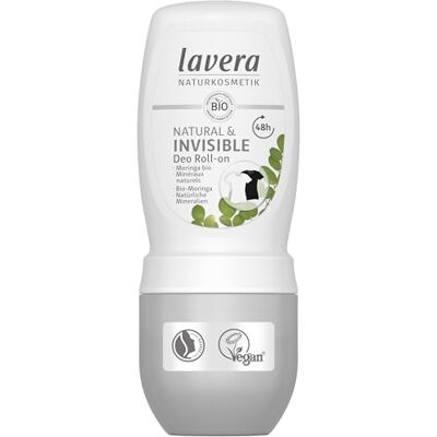 lavera Deo Roll-On Natural & Invisible 0% sels d' aluminium vegan Protection déodorante fiable 48h cosmétiques naturels certifiés moringa bio et de minéraux naturels 50 ml - Publicité lavera Deo Roll-On Natural & Invisible 0% sels d' aluminium vegan Protection déodorante fiable 48h cosmétiques naturels certifiés moringa bio et de minéraux naturels 50 ml - Publicité