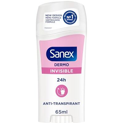 Sanex Déodorant Stick Dermo Invisible 24H Fraîcheur & Protection contre Odeurs Anti-Traces Testé Dermatologiquement Restaure le pH Naturel de la Peau Stick 65 ml - Publicité Sanex Déodorant Stick Dermo Invisible 24H Fraîcheur & Protection contre Odeurs Anti-Traces Testé Dermatologiquement Restaure le pH Naturel de la Peau Stick 65 ml - Publicité