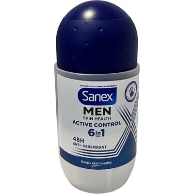 Sanex Dermo Men Antiperspirant Déodorant Active Control Roll-On (50ml) Paquet de 6 - Publicité Sanex Dermo Men Antiperspirant Déodorant Active Control Roll-On (50ml) Paquet de 6 - Publicité