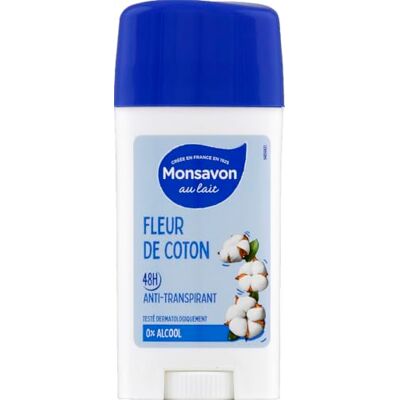 MONSAVON Anti-transpirant stick fleur de coton 50ml - Publicité MONSAVON Anti-transpirant stick fleur de coton 50ml - Publicité
