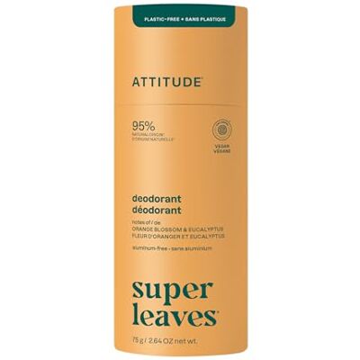 ATTITUDE Déodorant Sans Plastique, Sans Aluminium, Avec Bicarbonate, Certifié EWG Verified, Végan, Élimine les Mauvaises Odeurs, Parfum Fleur d’Oranger & Eucalyptus, 75 g - Publicité ATTITUDE Déodorant Sans Plastique, Sans Aluminium, Avec Bicarbonate, Certifié EWG Verified, Végan, Élimine les Mauvaises Odeurs, Parfum Fleur d’Oranger & Eucalyptus, 75 g - Publicité
