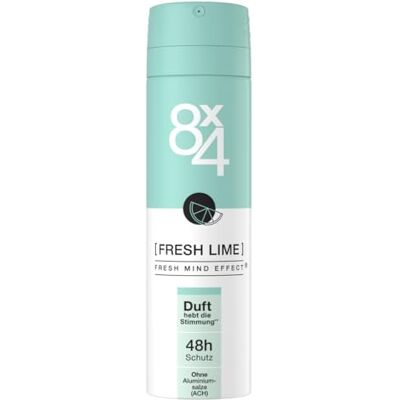 8x4 Fresh Lime Déodorant Spray Déodorant aux Notes d'agrumes Fruités Frais Déodorant Rafraîchissant Sans Aluminium (ACH) avec Protection Fiable 48h (150ml) - Publicité 8x4 Fresh Lime Déodorant Spray Déodorant aux Notes d'agrumes Fruités Frais Déodorant Rafraîchissant Sans Aluminium (ACH) avec Protection Fiable 48h (150ml) - Publicité