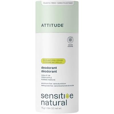 ATTITUDE Déodorant sans Bicarbonate pour Peaux Sensibles à L’Avoine et à L’Huile D’Avocat, Certifié EWG, Sans Aluminium, Sans Plastique, 75 g - Publicité ATTITUDE Déodorant sans Bicarbonate pour Peaux Sensibles à L’Avoine et à L’Huile D’Avocat, Certifié EWG, Sans Aluminium, Sans Plastique, 75 g - Publicité