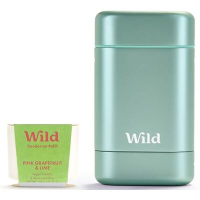 Wild Kit de Démarrage Déodorant Rechargeable Naturel avec Étui Aqua et Recharge Parfumée Pink Grapefruit & Lime (40g) Sans Aluminium Protection Longue Durée Végan - Publicité Wild Kit de Démarrage Déodorant Rechargeable Naturel avec Étui Aqua et Recharge Parfumée Pink Grapefruit & Lime (40g) Sans Aluminium Protection Longue Durée Végan - Publicité