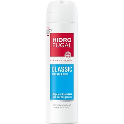 Hidrofugal CLASSIC Spray anti-transpirant puissant avec parfum discret pour une protection fiable sans alcool éthylique (150 ml) - Publicité Hidrofugal CLASSIC Spray anti-transpirant puissant avec parfum discret pour une protection fiable sans alcool éthylique (150 ml) - Publicité