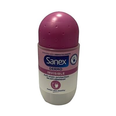 Sanex Lot de 3 déodorants Roll-on pour femme « Dermo Invisible » pour garder la peau saine – 3 x 50 ml - Publicité Sanex Lot de 3 déodorants Roll-on pour femme « Dermo Invisible » pour garder la peau saine – 3 x 50 ml - Publicité