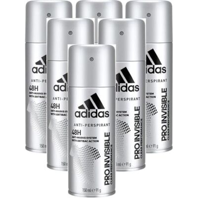 adidas 48H Lot de 6 sprays anti-transpirants anti-marques 150 ml – Pro Invisible Clear Performance - Publicité adidas 48H Lot de 6 sprays anti-transpirants anti-marques 150 ml – Pro Invisible Clear Performance - Publicité