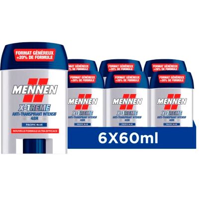 Mennen X-TREME Anti transpirant homme 48H stick large sans alcool Lot de 6 - Publicité Mennen X-TREME Anti transpirant homme 48H stick large sans alcool Lot de 6 - Publicité