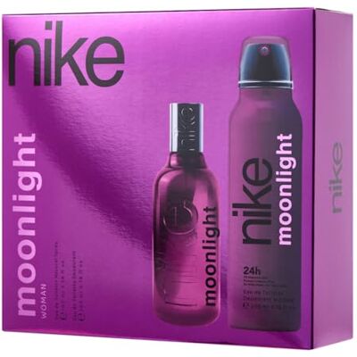 Nike Moonlight Woman Promotion Parfum 100 ml + Déodorant 200 ml, Eau de Cologne et Déodorant pour Femme, Parfum Liquide, Eau de Toilette Naturelle et Féminine, Arôme Mandarine, Réglisse et Vanille - Publicité Nike Moonlight Woman Promotion Parfum 100 ml + Déodorant 200 ml, Eau de Cologne et Déodorant pour Femme, Parfum Liquide, Eau de Toilette Naturelle et Féminine, Arôme Mandarine, Réglisse et Vanille - Publicité