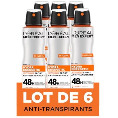 L'Oreal L'Oréal Men Expert Hydra Energetic Spray Anti-Transpirant Lot de 6x150ml - Publicité L'Oreal L'Oréal Men Expert Hydra Energetic Spray Anti-Transpirant Lot de 6x150ml - Publicité