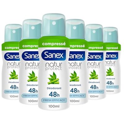 Sanex , Deodorant Femme Spray Natur Protect, Bambou Bio, 6 x 100 ml Déodorant spray bio fresh, Sensation de fraîcheur immédiate 48h, Formule vegan douce pour les peaux sensibles, Sans alcool* - Publicité Sanex , Deodorant Femme Spray Natur Protect, Bambou Bio, 6 x 100 ml Déodorant spray bio fresh, Sensation de fraîcheur immédiate 48h, Formule vegan douce pour les peaux sensibles, Sans alcool* - Publicité