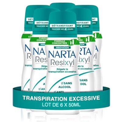 Narta Resixyl Déodorant Spray Femme Transpiration Excessive 100ml Lot 6 Détranspirant toucher sec 4 jours, Complexe minéral Resyx, 0% alcool, Anti-irritations peaux sensibles - Publicité Narta Resixyl Déodorant Spray Femme Transpiration Excessive 100ml Lot 6 Détranspirant toucher sec 4 jours, Complexe minéral Resyx, 0% alcool, Anti-irritations peaux sensibles - Publicité