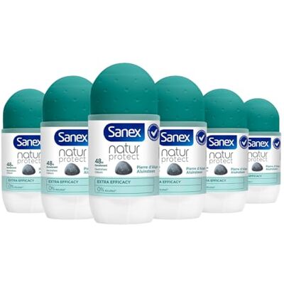 Sanex , Pierre d'Alun Déodorant Bille, Natur Protect, 6 x 50 ml Déodorant bille, Protection contre les odeurs 48h, Respecte la peau et régule naturellement, Testé dermatologiquement - Publicité Sanex , Pierre d'Alun Déodorant Bille, Natur Protect, 6 x 50 ml Déodorant bille, Protection contre les odeurs 48h, Respecte la peau et régule naturellement, Testé dermatologiquement - Publicité