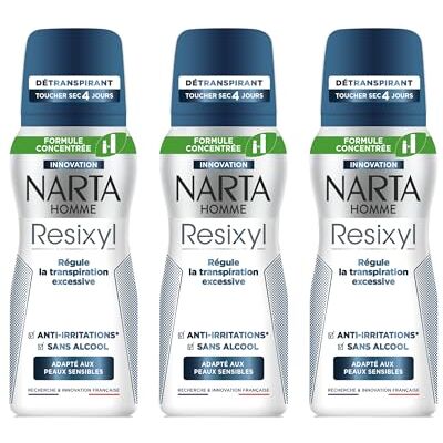Narta Resixyl Déodorant Spray Homme Détranspirant Traitement Transpiration Excessive Efficacité 4 jours Toucher sec 3 x 100ml - Publicité Narta Resixyl Déodorant Spray Homme Détranspirant Traitement Transpiration Excessive Efficacité 4 jours Toucher sec 3 x 100ml - Publicité