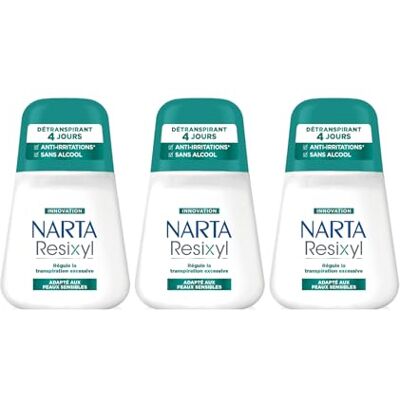 Narta Resixyl Déodorant Bille Femme Détranspirant Traitement Transpiration Excessive Efficacité 4 jours 3 x 50ml - Publicité Narta Resixyl Déodorant Bille Femme Détranspirant Traitement Transpiration Excessive Efficacité 4 jours 3 x 50ml - Publicité