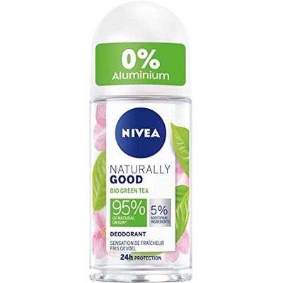 NIVEA NATURALLY GOOD Déodorant Femme Green Tea Bio Bille 50 ml, déodorant avec 95% d’ingrédients d’origine naturelle et une fraîcheur qui dure 24h. Publicité NIVEA NATURALLY GOOD Déodorant Femme Green Tea Bio Bille 50 ml, déodorant avec 95% d’ingrédients d’origine naturelle et une fraîcheur qui dure 24h. Publicité