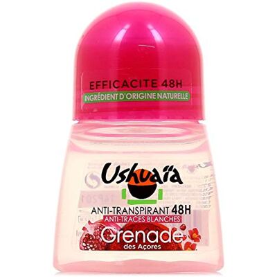 Ushuaia Ushuaïa Déodorant anti-transpirant 48H, anti-traces blanches, grenade des Açores Le roll-on de 50ml - Publicité Ushuaia Ushuaïa Déodorant anti-transpirant 48H, anti-traces blanches, grenade des Açores Le roll-on de 50ml - Publicité