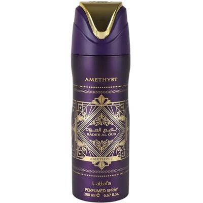 Lattafa Bade'e Al Oud Amethyst Déodorant en spray parfumé pour tout le monde 200 ml - Publicité Lattafa Bade'e Al Oud Amethyst Déodorant en spray parfumé pour tout le monde 200 ml - Publicité