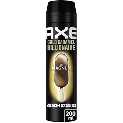 AXE Déodorant Homme Spray Magnum Gold Caramel Billionnaire 48h non-stop frais Parfum de caramel gourmand 200ml - Publicité AXE Déodorant Homme Spray Magnum Gold Caramel Billionnaire 48h non-stop frais Parfum de caramel gourmand 200ml - Publicité