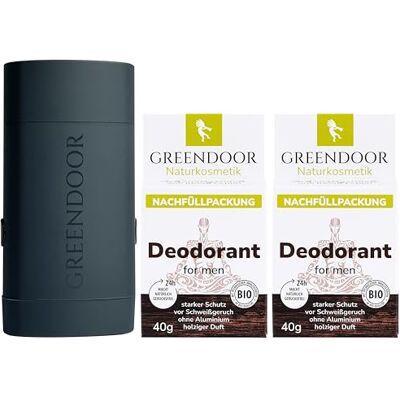 GREENDOOR Déodorant Refill System Starter Pack, rechargeable, sans aluminium, Protection sûre, ABS anthracite très stable dans une forme monolithique élégante, Casier + 2 recharges for men - Publicité GREENDOOR Déodorant Refill System Starter Pack, rechargeable, sans aluminium, Protection sûre, ABS anthracite très stable dans une forme monolithique élégante, Casier + 2 recharges for men - Publicité