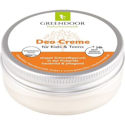 GREENDOOR Naturkosmetik Déodorant crème pour enfants et adolescents 50 ml, végétalien, arrête les odeurs de transpiration pendant la puberté, doux et nourrissant, sans sels d'aluminium et sans alcool - Publicité GREENDOOR Naturkosmetik Déodorant crème pour enfants et adolescents 50 ml, végétalien, arrête les odeurs de transpiration pendant la puberté, doux et nourrissant, sans sels d'aluminium et sans alcool - Publicité