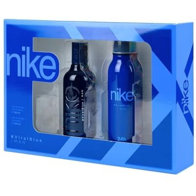 Nike Viral Blue Cologne 100 ml + Déodorant Spray 200 ml, Coffret Homme, Eau de Toilette Naturelle et Masculine, Arôme d'Agrumes, Parfum Frais, Inoubliable et Longue Durée - Publicité Nike Viral Blue Cologne 100 ml + Déodorant Spray 200 ml, Coffret Homme, Eau de Toilette Naturelle et Masculine, Arôme d'Agrumes, Parfum Frais, Inoubliable et Longue Durée - Publicité