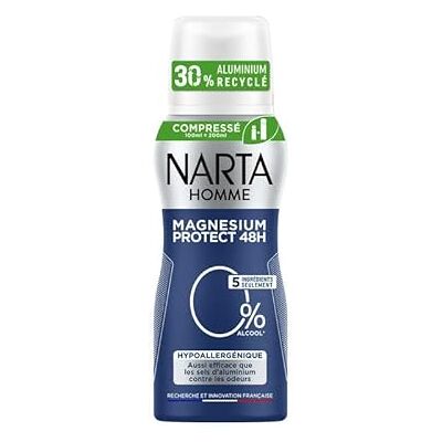 Narta Déodorant Homme Compressé Magnésium Protect 48H 0% Alcool 100ml - Publicité Narta Déodorant Homme Compressé Magnésium Protect 48H 0% Alcool 100ml - Publicité