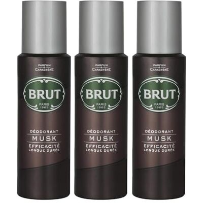 Brut - Musk Long Duree - Lot de 3 - 200ml - Déodorant en spray - Publicité Brut - Musk Long Duree - Lot de 3 - 200ml - Déodorant en spray - Publicité