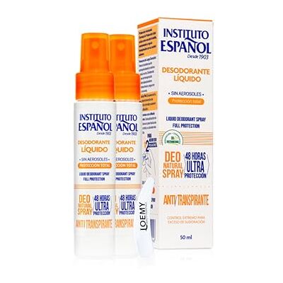 Instituto Español Hypertranspiration, déodorant protection totale 48H, anti-transpirant pulvérisation, anti-transpiration aisselles, efficace contre la transpiration et les odeurs, sans aluminium, lot - Publicité Instituto Español Hypertranspiration, déodorant protection totale 48H, anti-transpirant pulvérisation, anti-transpiration aisselles, efficace contre la transpiration et les odeurs, sans aluminium, lot - Publicité