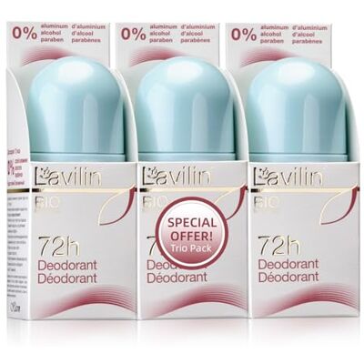 Lavilin Lot de 3 déodorants roll-on 72 heures - Publicité Lavilin Lot de 3 déodorants roll-on 72 heures - Publicité