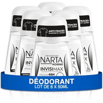 Narta Déodorant Homme Bille Invisimax Efficacité 48h Sans Alcool Hypoalergénique lot de 6 x 50ml - Publicité Narta Déodorant Homme Bille Invisimax Efficacité 48h Sans Alcool Hypoalergénique lot de 6 x 50ml - Publicité