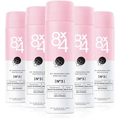 8x4 Bundle Deo Spray N°3 Velvet Blossom (5 x 150 ml), Déodorant pour femme au parfum fruité floral, déodorant sans aluminium pour peaux sensibles - Publicité 8x4 Bundle Deo Spray N°3 Velvet Blossom (5 x 150 ml), Déodorant pour femme au parfum fruité floral, déodorant sans aluminium pour peaux sensibles - Publicité
