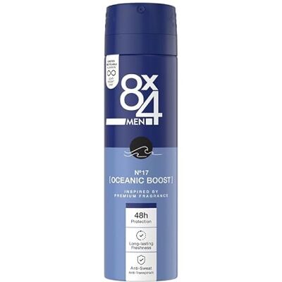 8x4 Lot de 6 déodorants anti-transpirants en spray pour homme N° 17 (Oceanic Boost) 150 ml - Publicité 8x4 Lot de 6 déodorants anti-transpirants en spray pour homme N° 17 (Oceanic Boost) 150 ml - Publicité