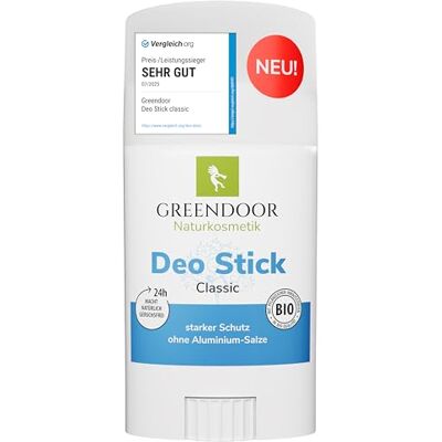 GREENDOOR Déodorant stick classique 52g sans aluminium, protection longue durée forte, déodorant parfum discret, tube plastique hygiénique avec mécanisme de rotation, unisexe homme femme deo vegan - Publicité GREENDOOR Déodorant stick classique 52g sans aluminium, protection longue durée forte, déodorant parfum discret, tube plastique hygiénique avec mécanisme de rotation, unisexe homme femme deo vegan - Publicité