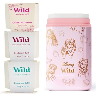 Wild Kit de Déodorant Naturel Rechargeable en Collaboration avec Disney Comprend un Étui Disney Princesses en Édition Limitée Parfums Cherry Blossom, Fresh Cotton & Sea Salt et Coconut & Vanilla - Publicité Wild Kit de Déodorant Naturel Rechargeable en Collaboration avec Disney Comprend un Étui Disney Princesses en Édition Limitée Parfums Cherry Blossom, Fresh Cotton & Sea Salt et Coconut & Vanilla - Publicité