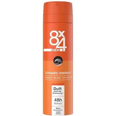 8x4 Lot de 6 déodorants en spray pour homme N° 20 (Dynamic Energy) Sans aluminium 150 ml - Publicité 8x4 Lot de 6 déodorants en spray pour homme N° 20 (Dynamic Energy) Sans aluminium 150 ml - Publicité
