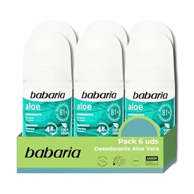 Babaria Déodorant Antitranspirant avec Aloe Vera Pack 6 ⎮ Protection 48h ⎮ Hydratant et Apaisant ⎮ Sans Alcool et Soin Doux ⎮ 50 ml - Publicité Babaria Déodorant Antitranspirant avec Aloe Vera Pack 6 ⎮ Protection 48h ⎮ Hydratant et Apaisant ⎮ Sans Alcool et Soin Doux ⎮ 50 ml - Publicité