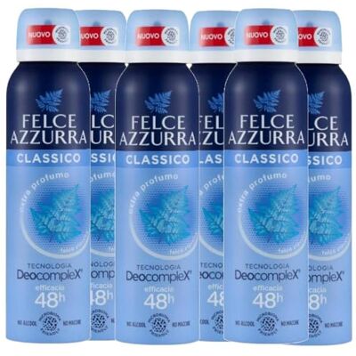 Felce Azzurra Déodorant Classic Idratalc Unisex Spray 48H 150 ml (6 unités) - Publicité Felce Azzurra Déodorant Classic Idratalc Unisex Spray 48H 150 ml (6 unités) - Publicité