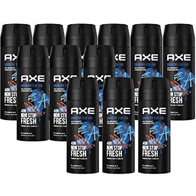 AXE Anarchy for Him Lot de 12 déodorants en spray pour le corps, sans aluminium, 12 x 150 ml, pour homme et homme, 12 produits - Publicité AXE Anarchy for Him Lot de 12 déodorants en spray pour le corps, sans aluminium, 12 x 150 ml, pour homme et homme, 12 produits - Publicité